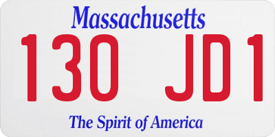 MA license plate 130JD1