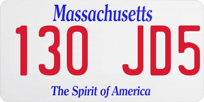 MA license plate 130JD5