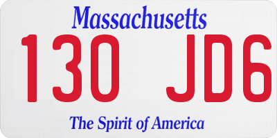 MA license plate 130JD6