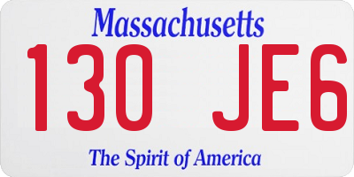 MA license plate 130JE6