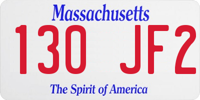 MA license plate 130JF2
