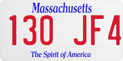 MA license plate 130JF4