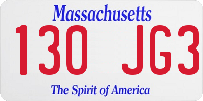 MA license plate 130JG3