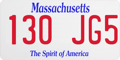 MA license plate 130JG5