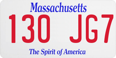 MA license plate 130JG7