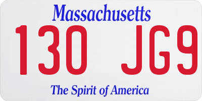 MA license plate 130JG9