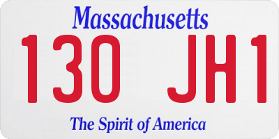 MA license plate 130JH1