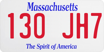 MA license plate 130JH7