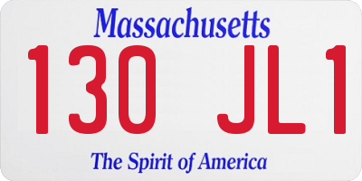 MA license plate 130JL1