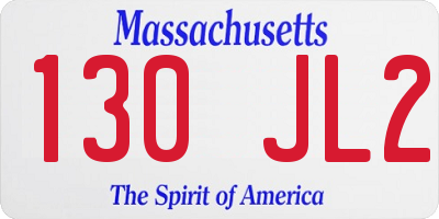 MA license plate 130JL2