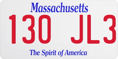 MA license plate 130JL3