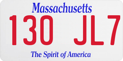 MA license plate 130JL7