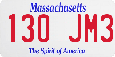 MA license plate 130JM3