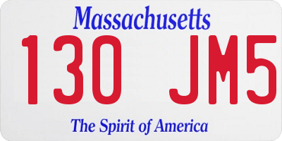 MA license plate 130JM5