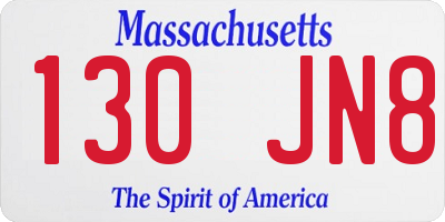 MA license plate 130JN8