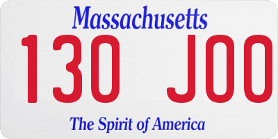 MA license plate 130JO0