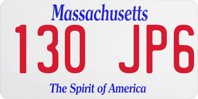 MA license plate 130JP6