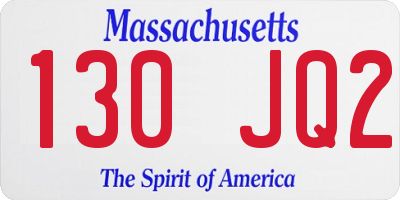 MA license plate 130JQ2
