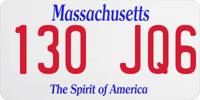 MA license plate 130JQ6