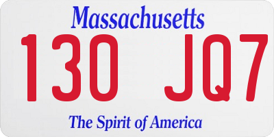 MA license plate 130JQ7