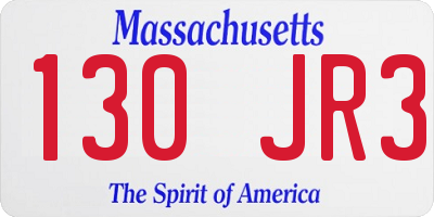 MA license plate 130JR3