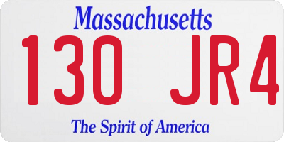 MA license plate 130JR4