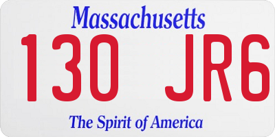 MA license plate 130JR6