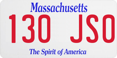 MA license plate 130JS0