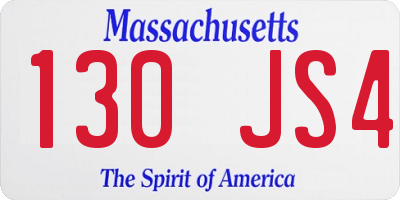 MA license plate 130JS4