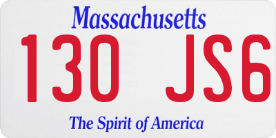 MA license plate 130JS6