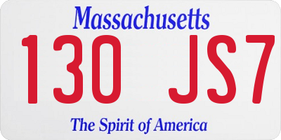 MA license plate 130JS7