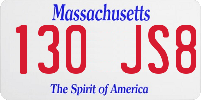 MA license plate 130JS8