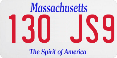 MA license plate 130JS9