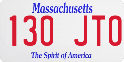 MA license plate 130JT0
