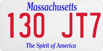 MA license plate 130JT7
