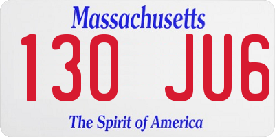 MA license plate 130JU6