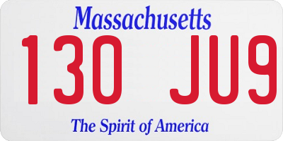 MA license plate 130JU9