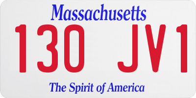 MA license plate 130JV1