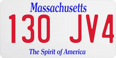 MA license plate 130JV4