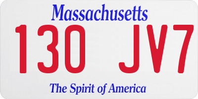 MA license plate 130JV7