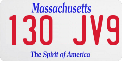 MA license plate 130JV9