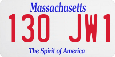 MA license plate 130JW1