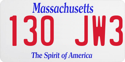 MA license plate 130JW3