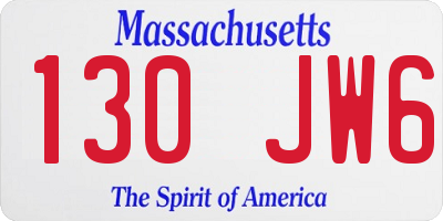 MA license plate 130JW6