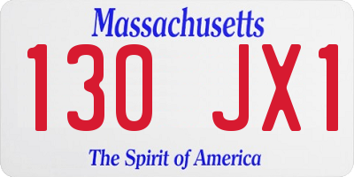 MA license plate 130JX1