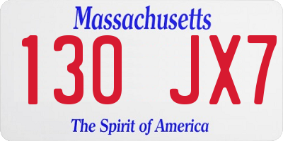 MA license plate 130JX7