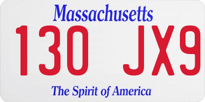 MA license plate 130JX9