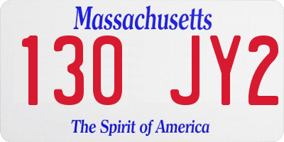 MA license plate 130JY2