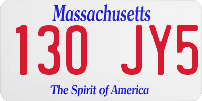 MA license plate 130JY5