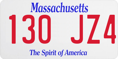 MA license plate 130JZ4